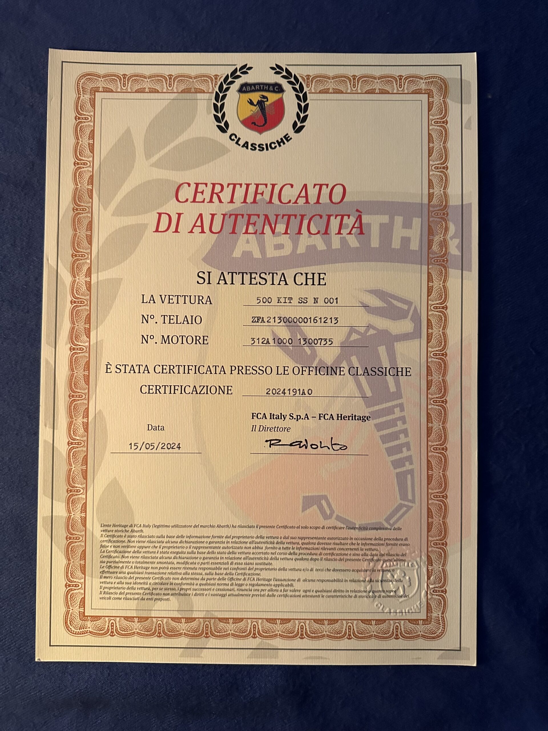 ABARTH 500 “OPENING EDITION” KIT SS NUMERO 001 160 CH “GRIOGIO CAMPOVOLO” CLASSICHE !